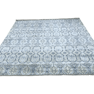 Tapis d'appoint en laine noué à la main, motif damassé, gris anthracite, à poils ras, sur mesure, pour une décoration intérieure de luxe - Product Image 5