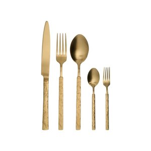 Ensemble de couverts en acier inoxydable doré avec manches blancs, design vintage, poli à la main, compatible lave-vaisselle, couteau, fourchette, cuillère pour mariage et dîner - Product Image 3