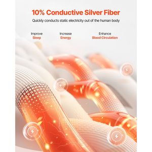 Lenzuola con Filo di Terra Queen Size, 90% Cotone e 10% Fibra d'Argento Puro, Lenzuola con Angoli Elasticizzati e Cavo di Messa a Terra - Product Image 3