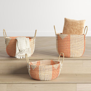 Panier décoratif en jonc de mer rustique fait main pour le stockage - Product Image 2