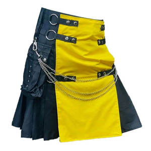 Men's Scottish <b>Black</b> Utility kilt Front <b>Apron</b> Yellow Modern Fashion kilt 2026 - Product Image 1