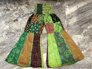 Pantalones Anchos Unisex con Parches Verdes, 100% Algodón, Transpirables, de Cintura Alta, Estilo Bohemio, para Verano - Product Image 3