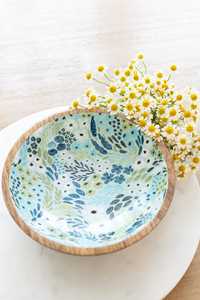 Bol de service artisanal en bois à motifs floraux, vaisselle de cuisine HCZ-216, non revêtu, pour fêtes, 1 kg, ZONE Uttar Pradesh - Product Image 6
