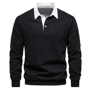 Chemises décontractées pour hommes à manches courtes, col contrastant, motif uni, 100% coton tricoté, respirant, séchage rapide, design personnalisé - Product Image 5