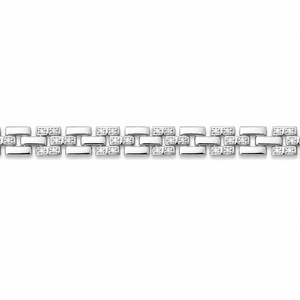 Namivaa VMS237 925 Sterling Silver Cubic Zirconia <b>Bracelet</b> High Polish Slim Link Chain Minimalist Modern Mens Unisex Wedding - Product Image 3