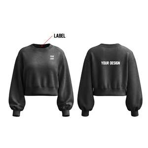 Sudadera Corta Personalizada con Cierre de Cremallera, Bordado y Estampado Puff, Sudadera con Capucha para Mujer - Product Image 1