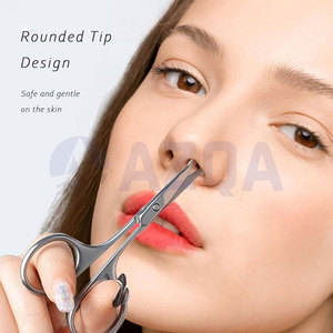 Juego de tijeras de acero inoxidable para cutículas, cejas y vello de la nariz con puntas finas rectas y curvas para un aseo profesional. - Product Image 5