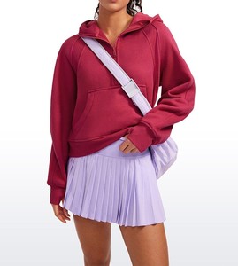 OEM <b>Women</b> Winter Quarter Zip Front Logo <b>Lightweight</b> Fleece Casual Pullover <b>Sweatshirt</b> Custom Design Wholesale Manufacturer - Product Image 2