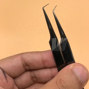 Pince à cils volume japonais ultime en acier inoxydable Logo personnalisé Applicateur de modèle professionnel enduit de plasma de couleur noire - Product Image 5