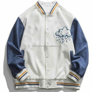 Chaqueta universitaria para hombre al por mayor 2024 logotipo personalizado puños acanalados escote dobladillo bolsillo lateral uniforme de béisbol mangas de cuero - Product Image 5