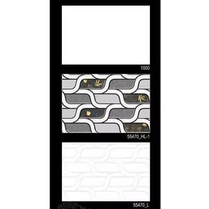 Vistaar Black White 300x450mm Leather Imitation Glossy Ceramic Subway <b>Wall</b> Tile for Kitchen & Bathroom with 5 Years Warranty - Product Image 2
