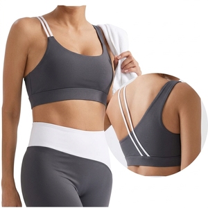 Lavender <b>Strappy</b> Sports Bra With White Trim Low Impact Yoga Fitness Workout <b>Top</b> yoga pilates gym fitness - Product Image 6