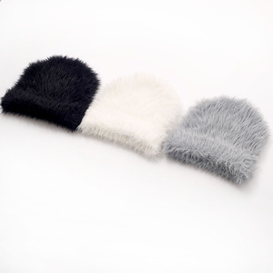 Bonnet en mohair chaud et moelleux pour l'hiver, tricoté, doux, confortable, extensible, avec revers côtelé, pour le froid, les activités de plein air, décontracté, mode urbaine - Product Image 1