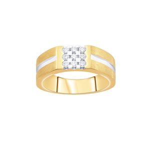 Bague pour homme en or jaune bicolore avec cluster carré de diamants de laboratoire - Product Image 2