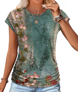 Camiseta de Algodón Estampada para Mujer, Diseño Gráfico, Camiseta de Manga Corta para Dama, Suave y Transpirable, Camiseta de Algodón Estampada de Verano - Product Image 5