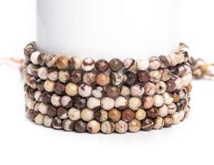 ลูกปัดหินแจสเปอร์ลายม้าลายธรรมชาติจากออสเตรเลีย ทรงกลมเหลี่ยมเพชรพลอย สำหรับทำเครื่องประดับ สร้อยข้อมือ สร้อยคอ DIY - Product Image 5