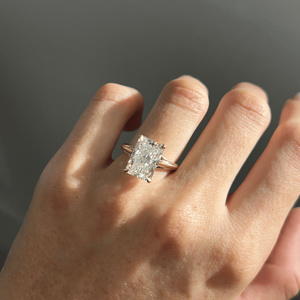 EtherStar Jewels 3ct Radiant Cut Lab Grown Diamond <b>Split</b> Shank Engagement <b>Ring</b> 18K Yellow Gold Solitaire <b>Ring</b> for Women - Product Image 4