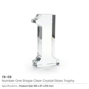 Trofeo de Cristal con Forma de Número Uno, con Caja con Cierre Dorado, Pulido y Duradero - Product Image 5