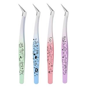 Pinzas de Precisión para Pestañas de Acero Inoxidable con Punta Suave en Colores Pastel con Lindos Estampados de Animales para Uso Detallado - Product Image 6