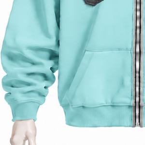 Sweat à capuche zippé pour homme Aqua Blue, avec lettres en chenille appliquées, en molleton épais, coupe décontractée, style streetwear, avec poches avant - Product Image 6