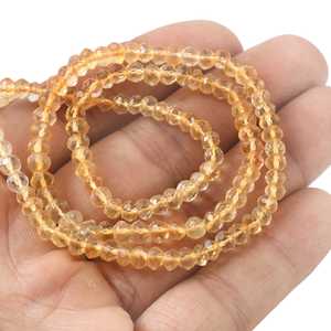Cuentas de Cuarzo Citrino Natural Facetadas en Forma de Rondelle de 5mm, Piedra de Nacimiento de Noviembre, para Joyería, Venta al Por Mayor - Product Image 3