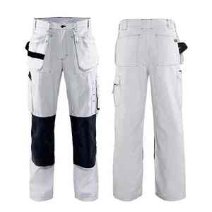 Pantalon de travail pour homme SUMROOS, construction légère et durable, pantalon de peintre en coton blanc, pantalon de travail pour homme, blanc - Product Image 1
