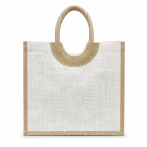 Bolsa de Playa de Yute Laminado al por Mayor, Dos Tonos, Color Blanco Hueso, con Logotipo Personalizado, Reutilizable, Fabricante OEM ODM de Marca Privada - Product Image 4