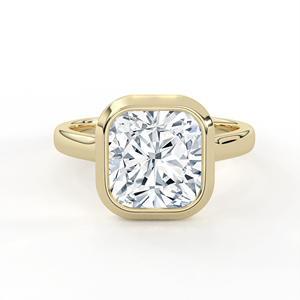 แหวนเพชรเม็ดเดี่ยวทรงคุชชั่น ทองคำแท้ 14K 18K เพชรเพาะเลี้ยง ฝังแบบเต็มขอบ ดีไซน์เรียบหรู แบรนด์ส่วนตัว เครื่องประดับชั้นดี - Product Image 2