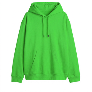เสื้อฮู้ดสีเขียวแบบยูนิเซ็กซ์ ทรงโอเวอร์ไซส์ ผ้าถัก สีพื้น สไตล์ลำลองแนวสตรีทแวร์ มีกระเป๋า - Product Image 1