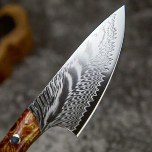 Couteau à fruits en acier Damas de 5 pouces, couteau de chef pour la viande et les légumes, avec étui, pour le camping, le filetage du poisson, outil de cuisine - Product Image 3