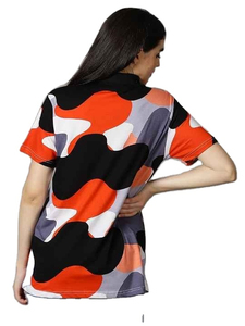 เสื้อโปโลคอตตอนแขนสั้นสั่งทำโลโก้ขายส่ง เสื้อโปโลสไตล์รักบี้กอล์ฟ เสื้อโปโลลายทางสีเขียวขุ่นสำหรับผู้หญิง - Product Image 2