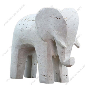 Handcrafted Travertine Marble <b>Elephant</b> For Home Decoration Statue Elegant Natural Stone Sculpture Travertine Marble <b>Elephant</b> - Product Image 2