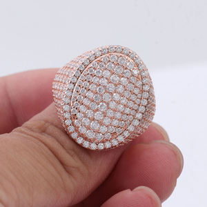 Anillo de Compromiso y Boda ZAWO en Oro Rosa para Mujer y Hombre, con Moissanita VVS, Plata 925, Baño de Rodio, Lujoso, con Incrustaciones, Estilo Hiphop - Product Image 3