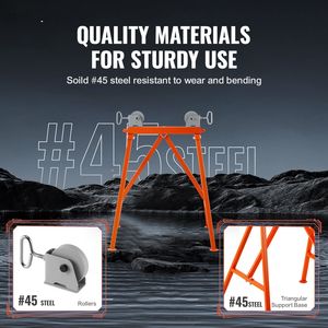 45# Steel Seamless Pipe Stand with <b>Roller</b> Head Load Capacity 2500 LBS for 2-36 Inches Pipes - Product Image 1