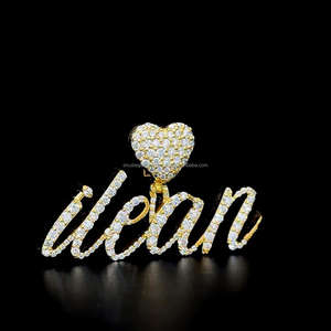 Personalizado Iced Out Hiphop moda letra nombre colgante 100% pasó diamante probador S925 plata VVS Moissanite colgante - Product Image 2