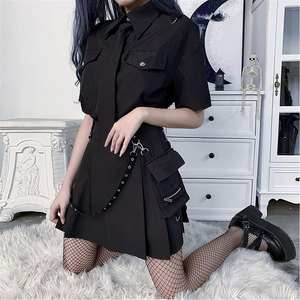 Jupe gothique taille haute noire pour femme, mini, avec chaîne, coupe trapèze courte, plissée, style tennis, meilleure vente - Product Image 4