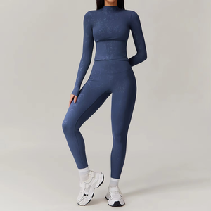 Custom New 2 Piece Set Mid Waist Yoga Sports <b>Bra</b> Half Sleeve T-Shirt Yoga Leggings Biker Shorts Fitness Gym Set - Product Image 4