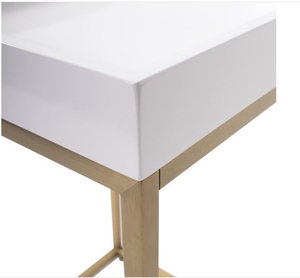 Mesa Consola Blanca con Detalles en Dorado, Mesa Auxiliar Moderna Rectangular para Entrada o Sala de Estar - Product Image 5