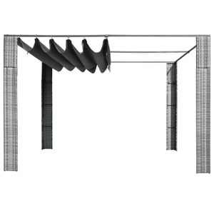 Gazebo de Ratán PE en Antracita y Gris con Acero con Recubrimiento en Polvo y Toldo de Poliéster y Pérgola - Product Image 2