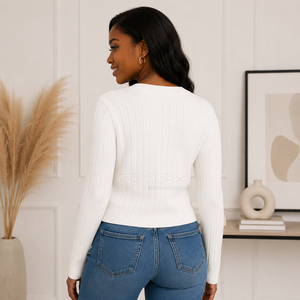 Cosh International Sorority Sisterhood Acrylic Custom Logo <b>White</b> <b>V</b> <b>Neck</b> Breathable Stylish Wear Ladies College <b>Sweater</b> - Product Image 5