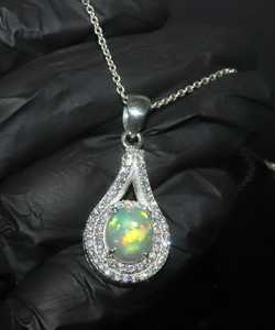 Ethiopian Fire Opal Pendant Sterling Silver Teardrop Necklace Handmade Natural Gemstone Jewelry For Women - Product Image 6