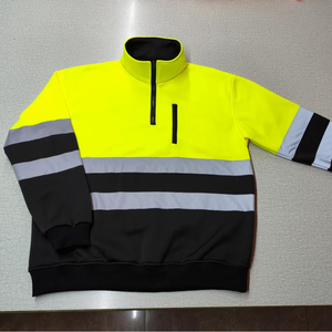 เสื้อสเวตเชิ้ตสะท้อนแสงสีเหลืองดำ ระดับความปลอดภัยสูง คลาส 2 สำหรับงานอุตสาหกรรม พร้อมซิปและแถบสะท้อนแสง - Product Image 4
