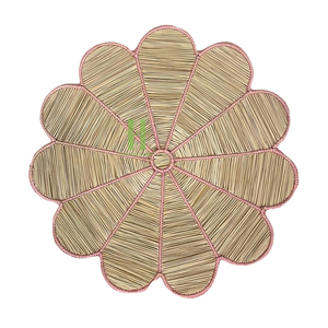 Eco-friendly Bohemian Seagrass Charger Plate <b>Wall</b> Decoration Flower Placemat Home <b>Table</b> Mats 35cm Diameter HNH Craft OEM Made - Product Image 4