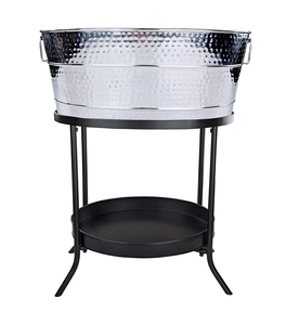 Exclusive Aluminum Beverage Chiller Tub with Elegant Metal <b>Stand</b> for Premium Hospitality Use - Product Image 3