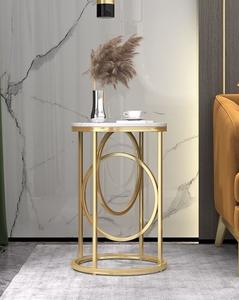 Mesas Auxiliares Metálicas al por Mayor con Tapa de Mármol, Mesa Auxiliar Metálica Dorada para Sala de Estar, Salón, Oficina, Mesa de Centro - Product Image 4