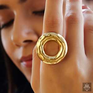 PRAO Gold Plated <b>Statement</b> <b>Ring</b> Anti-Tarnish Fashion Accessory - Product Image 3