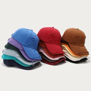 Gorra de béisbol de algodón con agujeros y estilo desgastado, gorra de moda con visera, superventas - Product Image 2