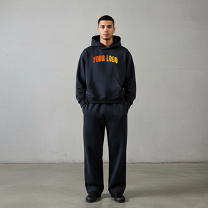 Ensemble 2 pièces streetwear homme personnalisé imprimé en coton 100% surdimensionné, sweat à capuche et pantalon de survêtement uni, poids moyen, vente en gros - Product Image 4