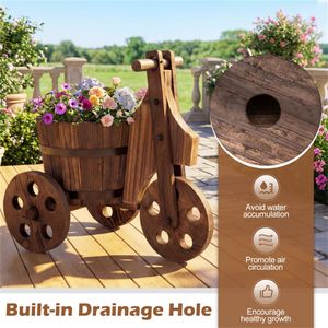 Fioriera Decorativa in Legno Stile Rustico con Bordo in Metallo Rinforzato e Vaso Decorativo con Bordo in Metallo per Drenaggio - Product Image 4