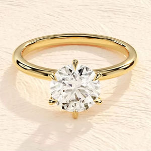 Bague de fiançailles en diamant rond de 1,01 carat cultivé en laboratoire, en or massif 14 carats, solitaire, cadeau raffiné pour femme, charme pour anniversaire de mariage - Product Image 1